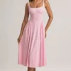 Vestido midi de corte A de modal Aireen en rosa pastel