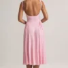 Vestido midi de corte A de modal Aireen en rosa pastel