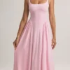 Vestido midi de corte A de modal Aireen en rosa pastel