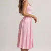 Vestido midi de corte A de modal Aireen en rosa pastel