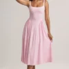 Vestido midi de corte A de modal Aireen en rosa pastel