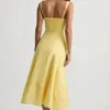 Vestido midi de corte A de popelín de algodón Aralisse en amarillo pastel