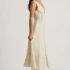 Vestido midi de corte A de popelín de algodón Aralisse en color marfil