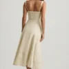Vestido midi de corte A de popelín de algodón Aralisse en color marfil