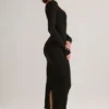 Vestido midi de manga larga Ori Modal Peekaboo en negro