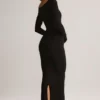 Vestido midi de manga larga Ori Modal Peekaboo en negro