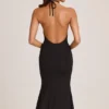 Vestido midi de modal con cuello halter Karissa en negro