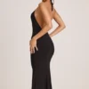 Vestido midi de modal con cuello halter Karissa en negro