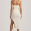 Vestido midi drapeado con adornos Eliora en blanco