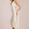 Vestido midi Giada con detalle de pañuelo en color marfil