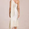 Vestido midi Giada con detalle de pañuelo en color marfil
