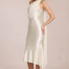 Vestido midi Giada con detalle de pañuelo en color marfil