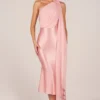 Vestido midi Giada con detalle de pañuelo en rosa palo