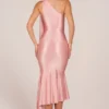 Vestido midi Giada con detalle de pañuelo en rosa palo