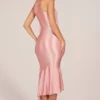 Vestido midi Giada con detalle de pañuelo en rosa palo