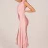 Vestido midi Giada con detalle de pañuelo en rosa palo