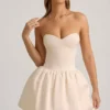 Vestido midi-longo convertible con detalle de lazo y bajo abullonado Gloriana en color marfil