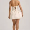 Vestido midi-longo convertible con detalle de lazo y bajo abullonado Gloriana en color marfil