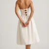 Vestido midi-longo convertible con detalle de lazo y bajo abullonado Gloriana en color marfil