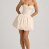 Vestido midi-longo convertible con detalle de lazo y bajo abullonado Gloriana en color marfil