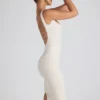 Vestido midi Navi de modal con ribete de encaje en color marfil