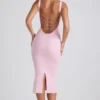 Vestido midi Navi de modal con ribete de encaje en rosa suave