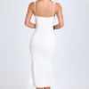 Vestido midi Petula con ribete de encaje en blanco