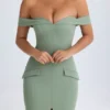 Vestido midi Rasine con hombros descubiertos en verde caqui