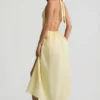 Vestido midi sin espalda de popelín de algodón Aeris en amarillo limón