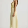 Vestido midi sin espalda de popelín de algodón Aeris en amarillo limón
