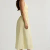 Vestido midi sin espalda de popelín de algodón Aeris en amarillo limón