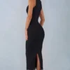 Vestido midi Sorelle con ribete de encaje modal en negro