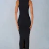 Vestido midi Sorelle con ribete de encaje modal en negro
