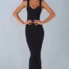 Vestido midi Sorelle con ribete de encaje modal en negro
