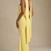 Vestido sin tirantes con detalle de pañuelo Imogene en amarillo pastel