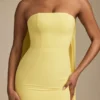 Vestido sin tirantes con detalle de pañuelo Imogene en amarillo pastel