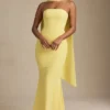 Vestido sin tirantes con detalle de pañuelo Imogene en amarillo pastel