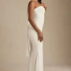 Vestido sin tirantes con detalle de pañuelo Imogene en color marfil