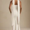 Vestido sin tirantes con detalle de pañuelo Imogene en color marfil