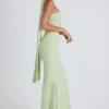 Vestido sin tirantes con detalle de pañuelo Imogene en verde primavera