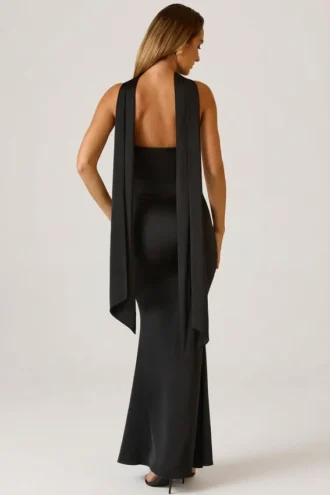 Vestido sin tirantes con detalle de pañuelo Mandi en negro