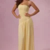Vestido sin tirantes de jersey Evelina en amarillo mantequilla