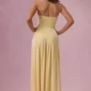 Vestido sin tirantes de jersey Evelina en amarillo mantequilla